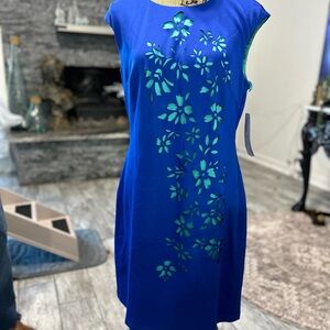 Floral Blue  cut out Dress